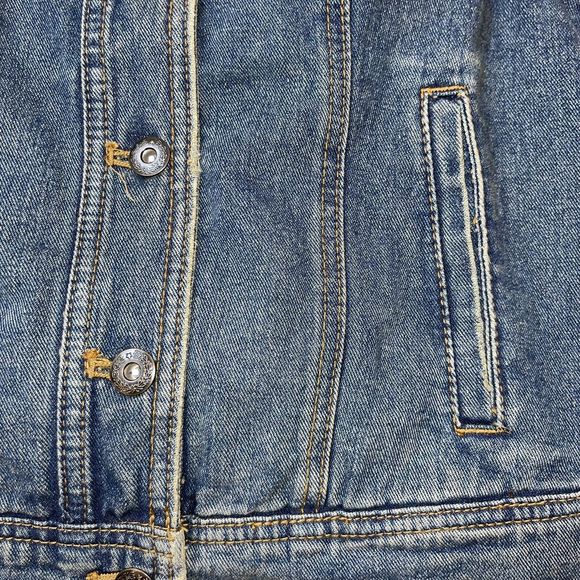 Free People XS Denim Festival Vest with Lace-up Back Detail - Picture 4 of 6